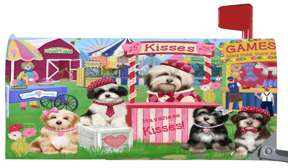 Carnival Kissing Booth Havanese Dogs Magnetic Mailbox Cover Both Sides Pet Theme Printed Decorative Letter Box Wrap Case Postbox Thick Magnetic Vinyl Material