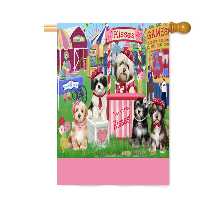 Personalized Carnival Kissing Booth Havanese Dogs Custom House Flag FLG63613