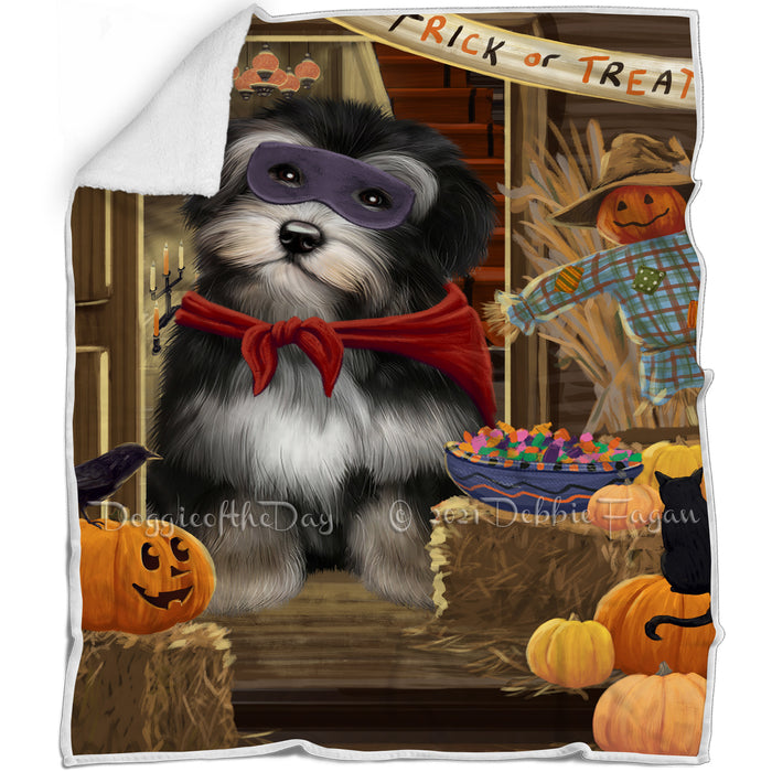 Enter at Own Risk Trick or Treat Halloween Havanese Dog Blanket BLNKT95736