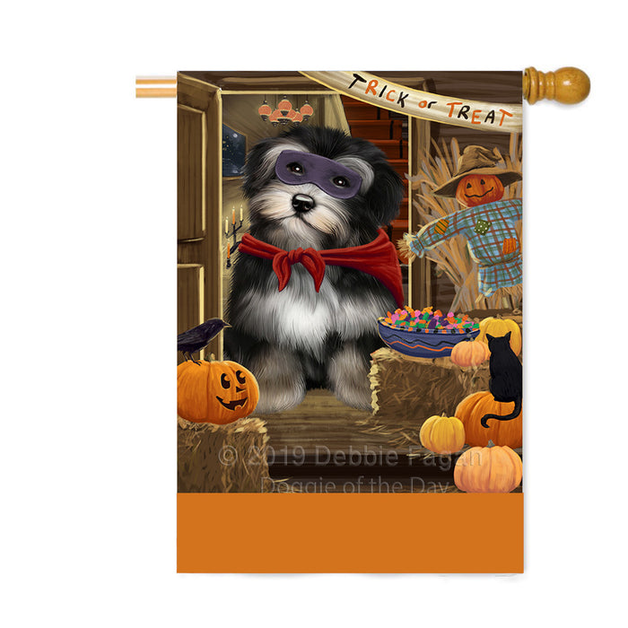 Personalized Enter at Own Risk Trick or Treat Halloween Havanese Dog Custom House Flag FLG-DOTD-A59666