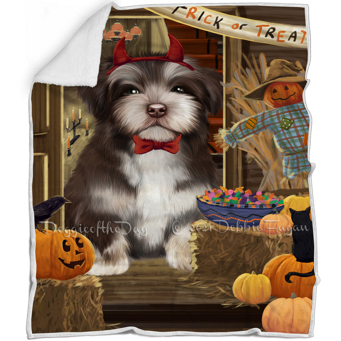 Enter at Own Risk Trick or Treat Halloween Havanese Dog Blanket BLNKT95754