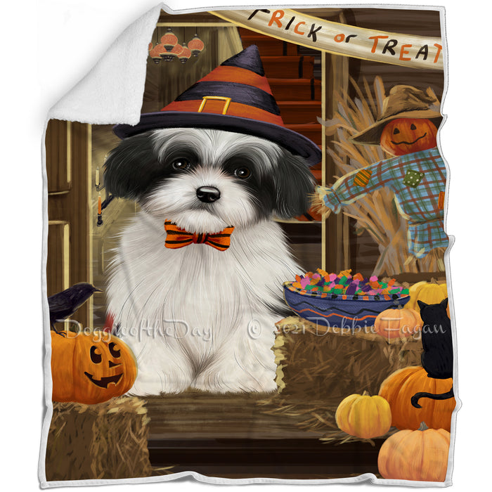Enter at Own Risk Trick or Treat Halloween Havanese Dog Blanket BLNKT95763