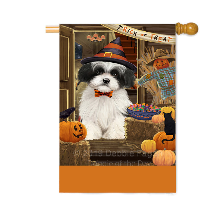 Personalized Enter at Own Risk Trick or Treat Halloween Havanese Dog Custom House Flag FLG-DOTD-A59669