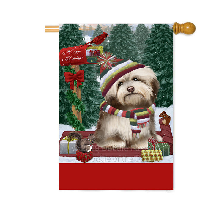 Personalized Merry Christmas Woodland Sled Havanese Dog Custom House Flag FLG-DOTD-A61660