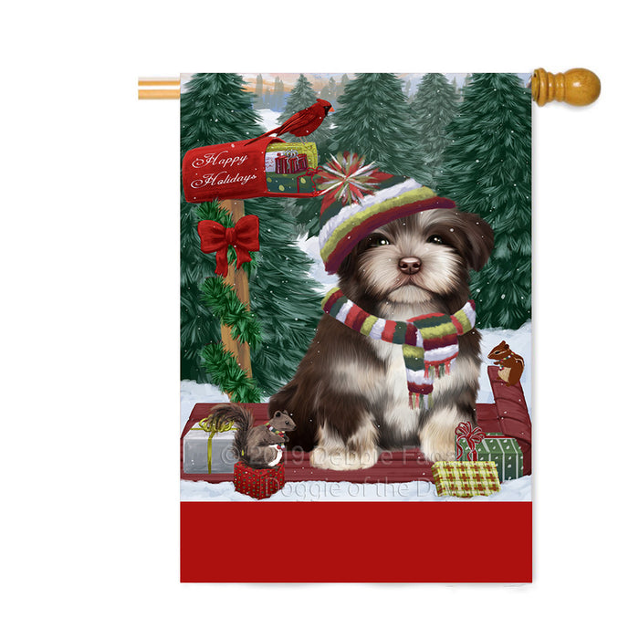 Personalized Merry Christmas Woodland Sled Havanese Dog Custom House Flag FLG-DOTD-A61661