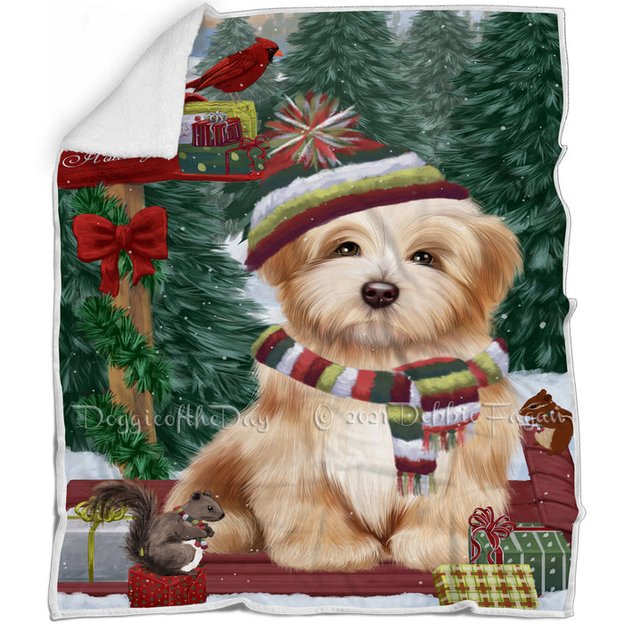 Merry Christmas Woodland Sled Havanese Dog Blanket BLNKT113970