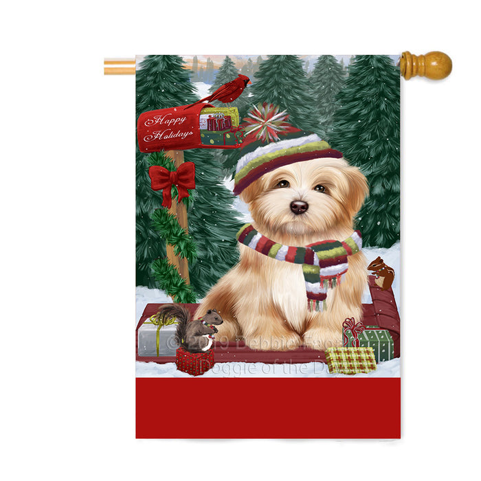 Personalized Merry Christmas Woodland Sled Havanese Dog Custom House Flag FLG-DOTD-A61662
