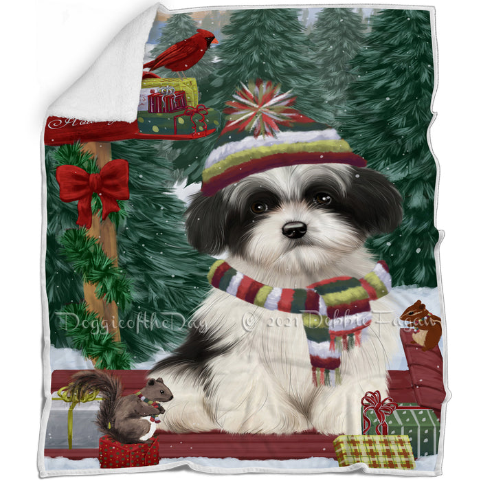 Merry Christmas Woodland Sled Havanese Dog Blanket BLNKT113979
