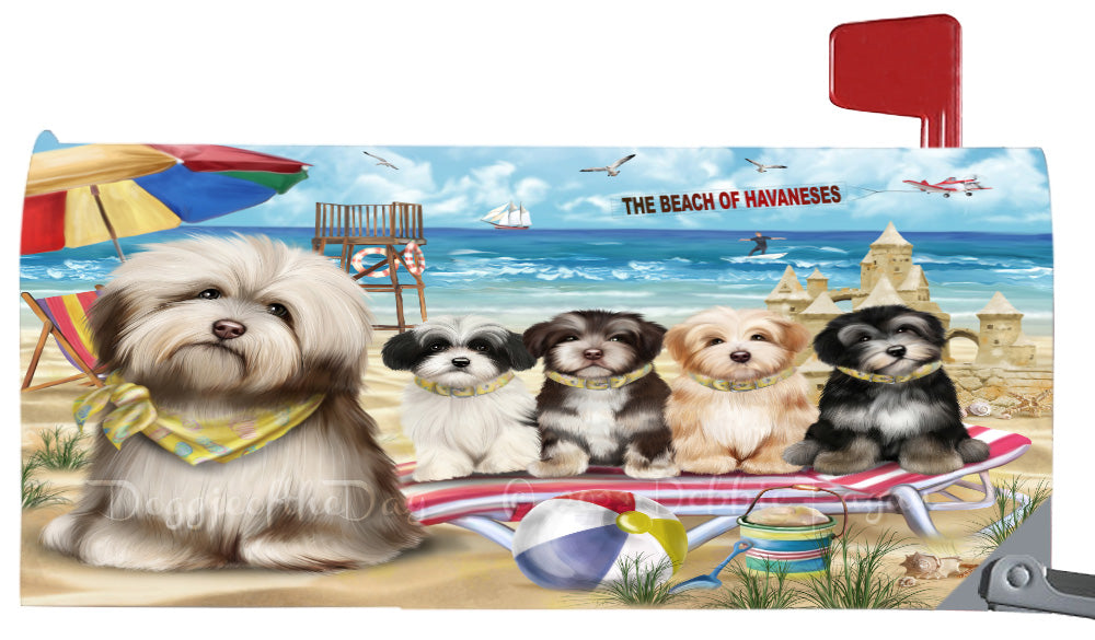 Pet Friendly Beach Havanese Dogs Magnetic Mailbox Cover Both Sides Pet Theme Printed Decorative Letter Box Wrap Case Postbox Thick Magnetic Vinyl Material