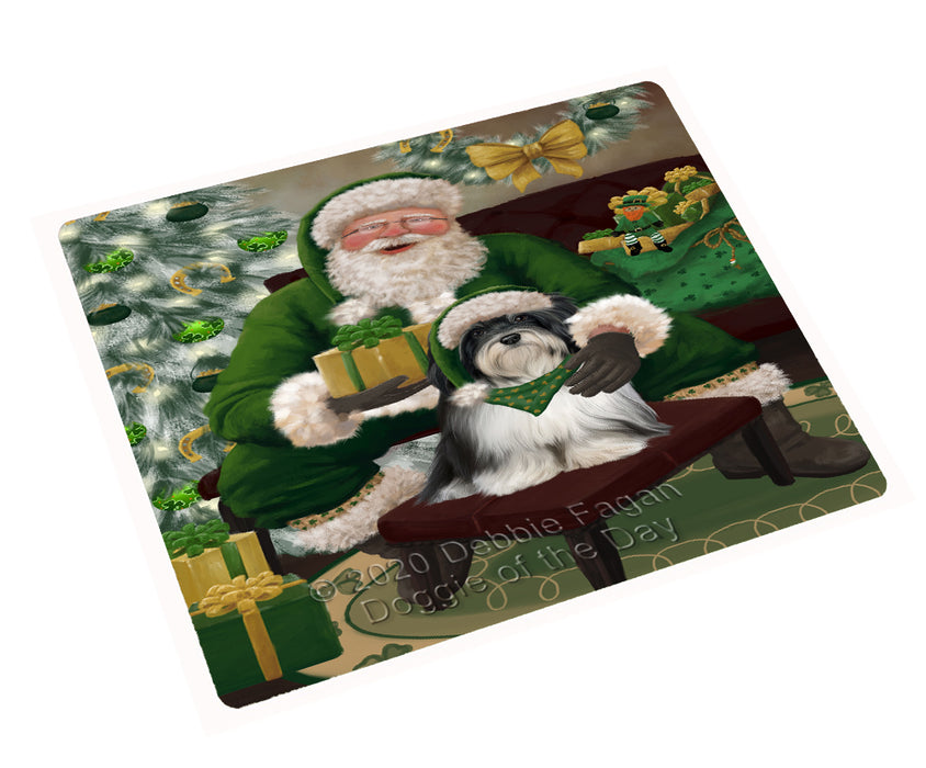 Christmas Irish Santa with Gift and Havanese Dog Cutting Board - Easy Grip Non-Slip Dishwasher Safe Chopping Board Vegetables C78352