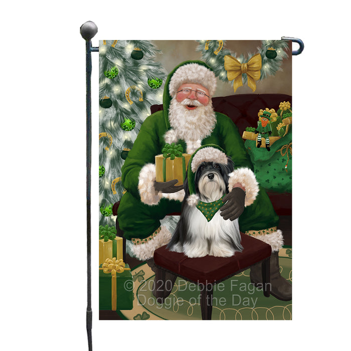 Christmas Irish Santa with Gift and Havanese Dog Garden Flag GFLG66649