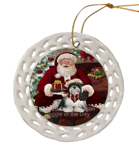 Santa's Christmas Surprise Havanese Dog Doily Ornament DPOR59593
