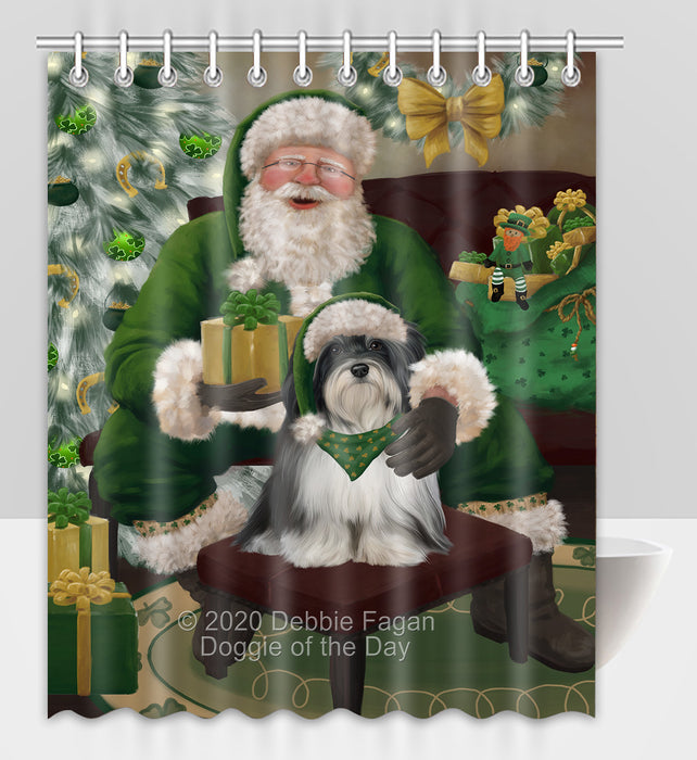 Christmas Irish Santa with Gift and Havanese Dog Shower Curtain Bathroom Accessories Decor Bath Tub Screens SC143
