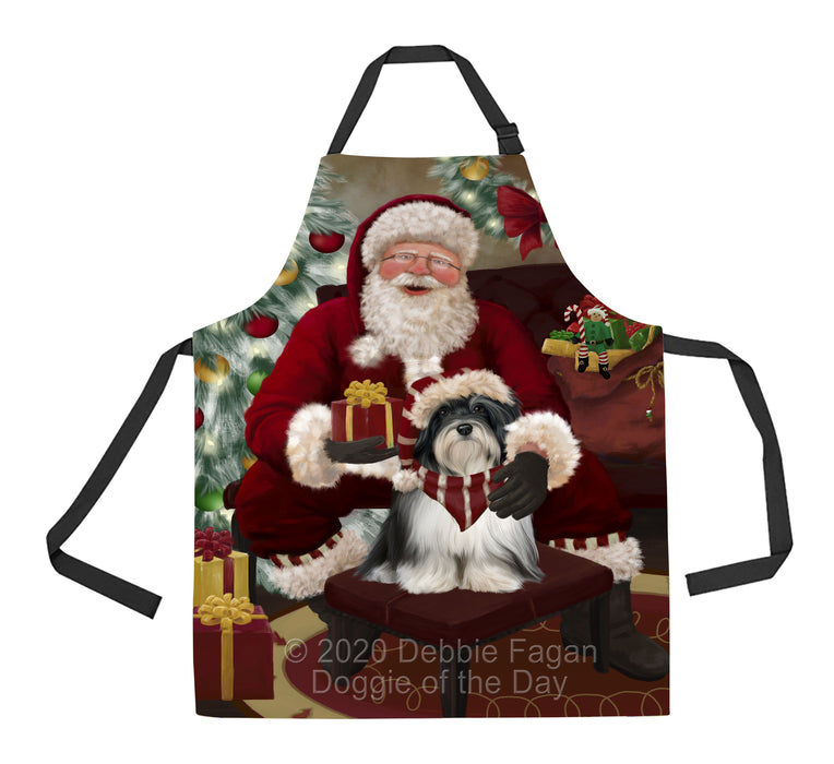 Santa's Christmas Surprise Havanese Dog Apron - Adjustable Long Neck Bib for Adults - Waterproof Polyester Fabric With 2 Pockets - Chef Apron for Cooking, Dish Washing, Gardening, and Pet Grooming