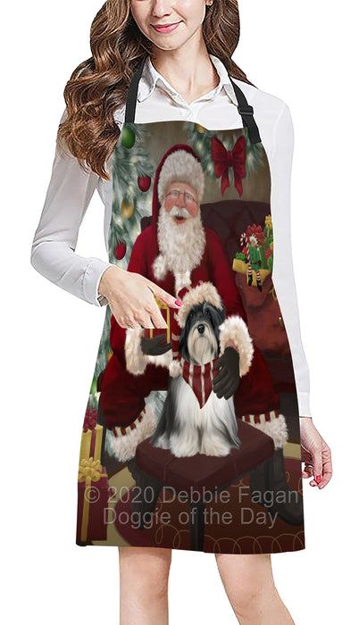 Santa's Christmas Surprise Havanese Dog Apron - Adjustable Long Neck Bib for Adults - Waterproof Polyester Fabric With 2 Pockets - Chef Apron for Cooking, Dish Washing, Gardening, and Pet Grooming