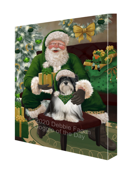 Christmas Irish Santa with Gift and Havanese Dog Canvas Print Wall Art Décor CVS147743