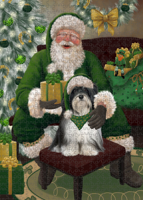 Christmas Irish Santa with Gift and Havanese Dog Puzzle with Photo Tin PUZL100432