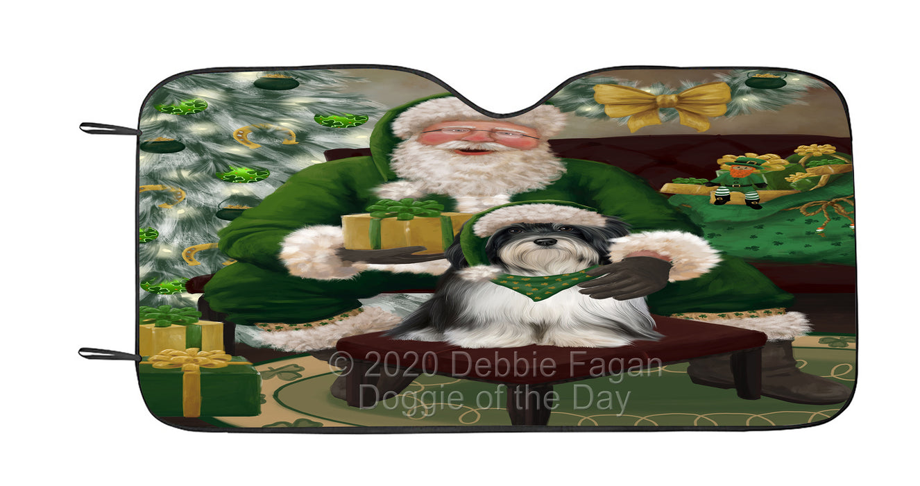 Christmas Irish Santa with Gift and Havanese Dog Car Sun Shade Cover Curtain