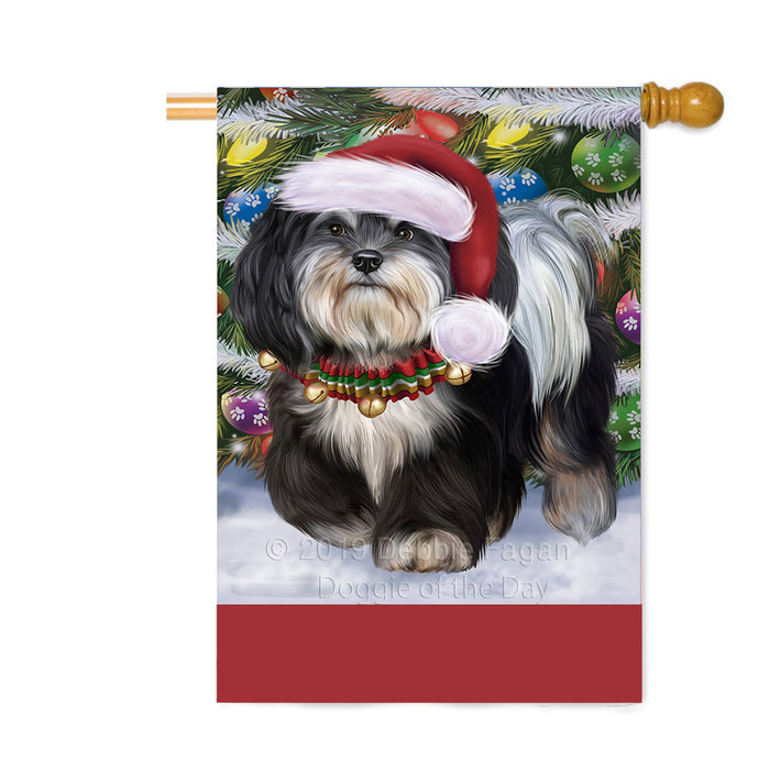 Personalized Trotting in the Snow Havanese Dog Custom House Flag FLG-DOTD-A60798