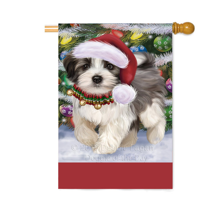 Personalized Trotting in the Snow Havanese Dog Custom House Flag FLG-DOTD-A60799