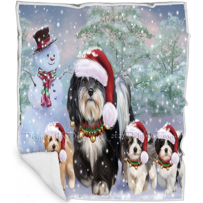 Christmas Running Family Havanese Dogs Blanket BLNKT134481