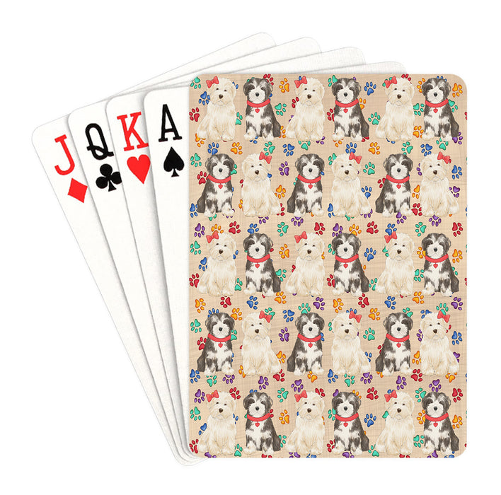 Rainbow Paw Print Havanese Dogs Red Playing Card Decks