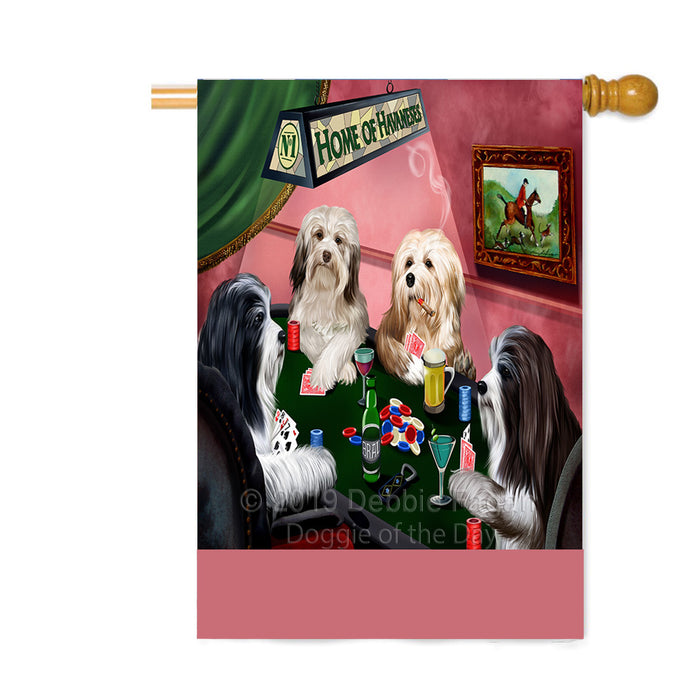 Personalized Home of Havanese Dogs Four Dogs Playing Poker Custom House Flag FLG-DOTD-A60332