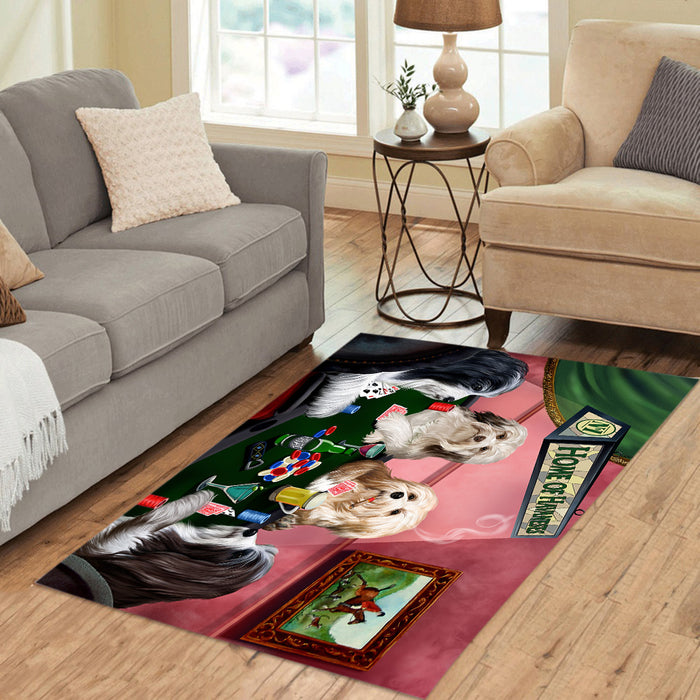 Home of  Havanese Dogs Playing Poker Area Rug