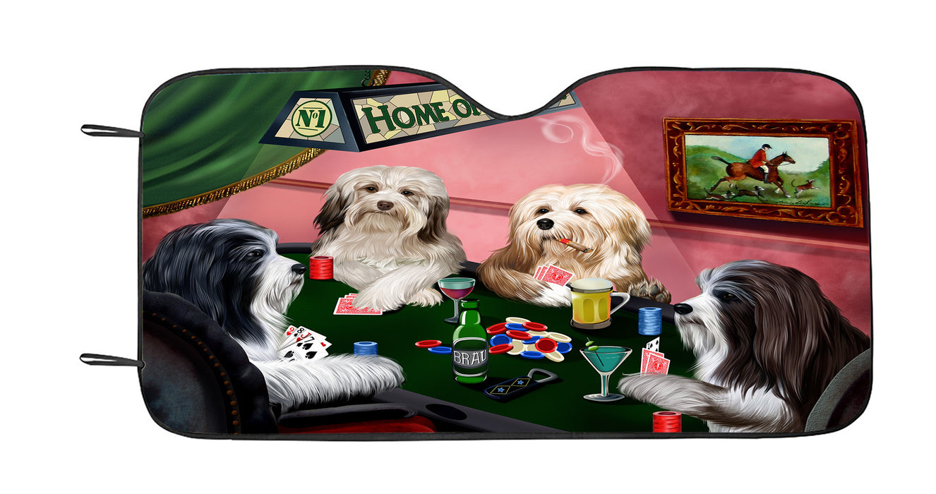 Home of  Havanese Dogs Playing Poker Car Sun Shade
