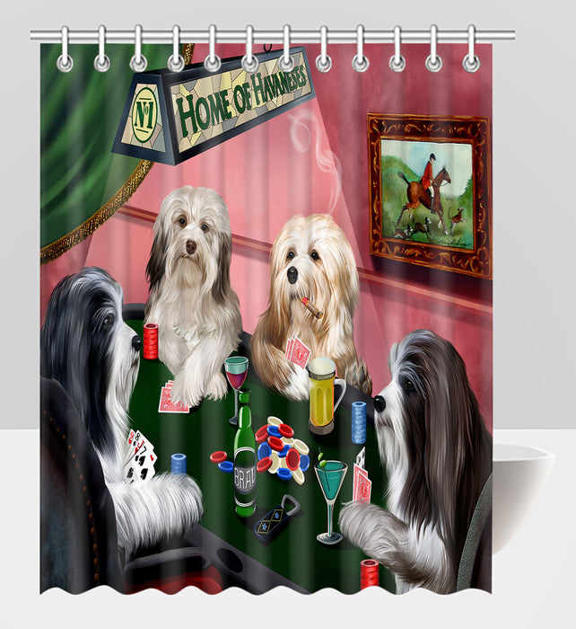 Home of  Havanese Dogs Playing Poker Shower Curtain