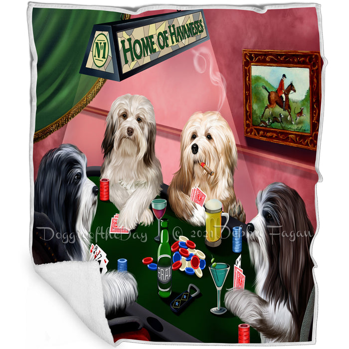 Home of Havanese 4 Dogs Playing Poker Blanket