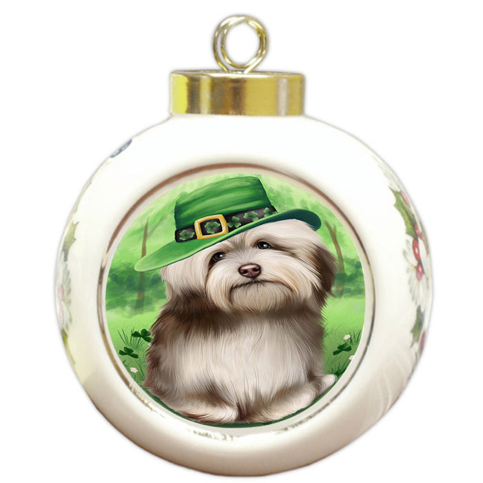 St. Patricks Day Irish Portrait Havanese Dog Round Ball Christmas Ornament RBPOR48815
