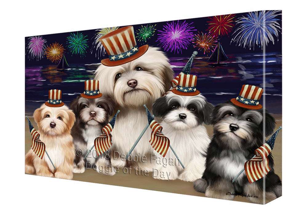 4th of July Independence Day Firework Havanese Dogs Canvas Wall Art CVS55884