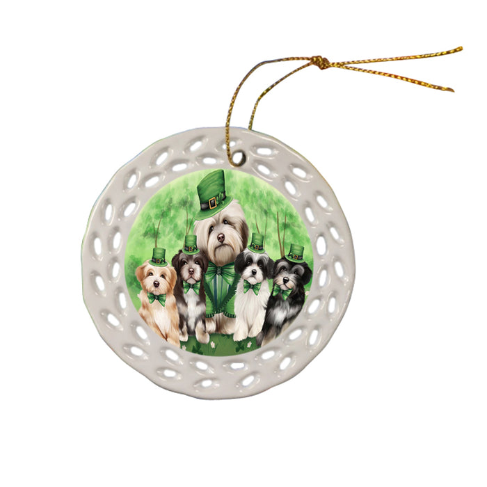 St. Patricks Day Irish Family Portrait Havanese Dogs Ceramic Doily Ornament DPOR48816