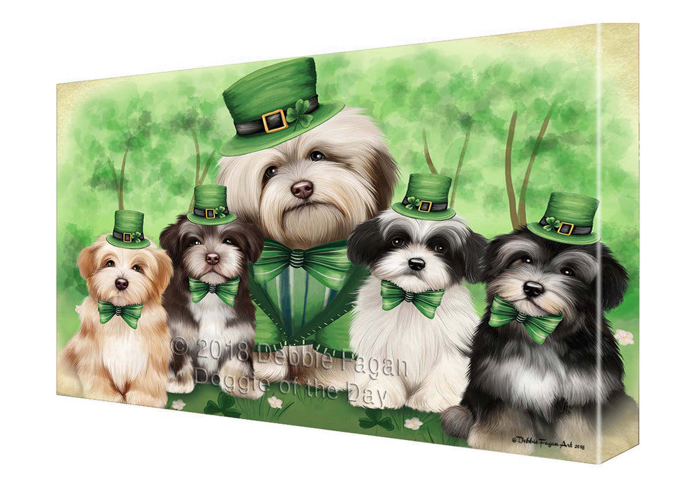 St. Patricks Day Irish Family Portrait Havanese Dogs Canvas Wall Art CVS54957