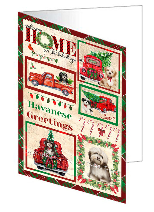 Welcome Home for Christmas Holidays Havanese Dogs Handmade Artwork Assorted Pets Greeting Cards and Note Cards with Envelopes for All Occasions and Holiday Seasons GCD76199