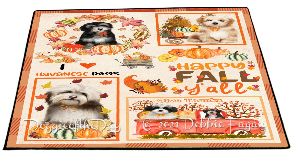 Happy Fall Y'all Pumpkin Havanese Dogs Indoor/Outdoor Welcome Floormat - Premium Quality Washable Anti-Slip Doormat Rug FLMS58657