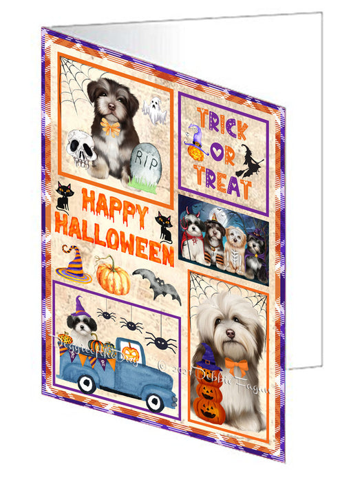 Happy Halloween Trick or Treat Havanese Dogs Handmade Artwork Assorted Pets Greeting Cards and Note Cards with Envelopes for All Occasions and Holiday Seasons GCD76520