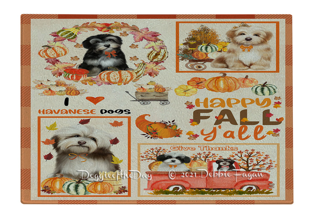 Happy Fall Y'all Pumpkin Havanese Dogs Cutting Board - Easy Grip Non-Slip Dishwasher Safe Chopping Board Vegetables C79906