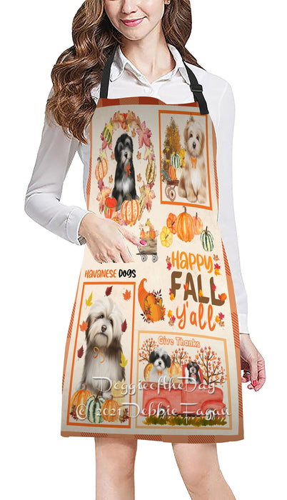 Happy Fall Y'all Pumpkin Havanese Dogs Cooking Kitchen Adjustable Apron Apron49219