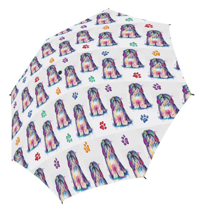 Watercolor Mini Havanese DogsSemi-Automatic Foldable Umbrella