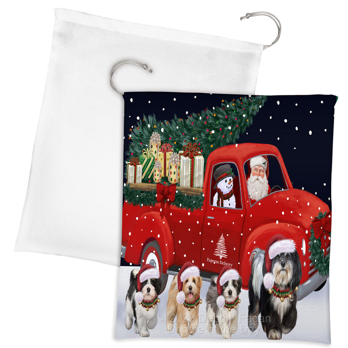 Christmas Express Delivery Red Truck Running Havanese Dogs Drawstring Laundry or Gift Bag LGB48906