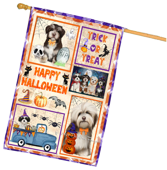 Happy Halloween Trick or Treat Havanese Dogs House Flag Outdoor Decorative Double Sided Pet Portrait Weather Resistant Premium Quality Animal Printed Home Decorative Flags 100% Polyester