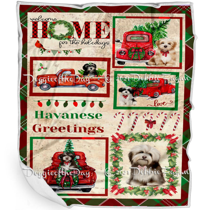 Welcome Home for Christmas Holidays Havanese Dogs Blanket BLNKT72016
