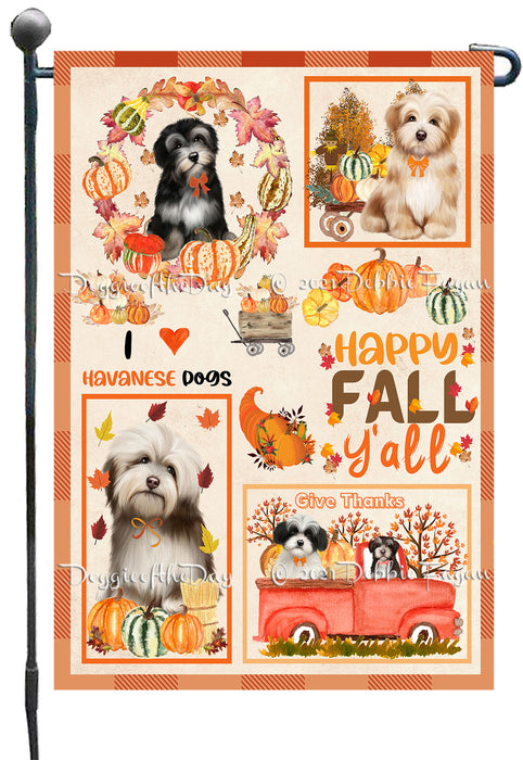 Happy Fall Y'all Pumpkin Havanese Dogs Garden Flags- Outdoor Double Sided Garden Yard Porch Lawn Spring Decorative Vertical Home Flags 12 1/2"w x 18"h