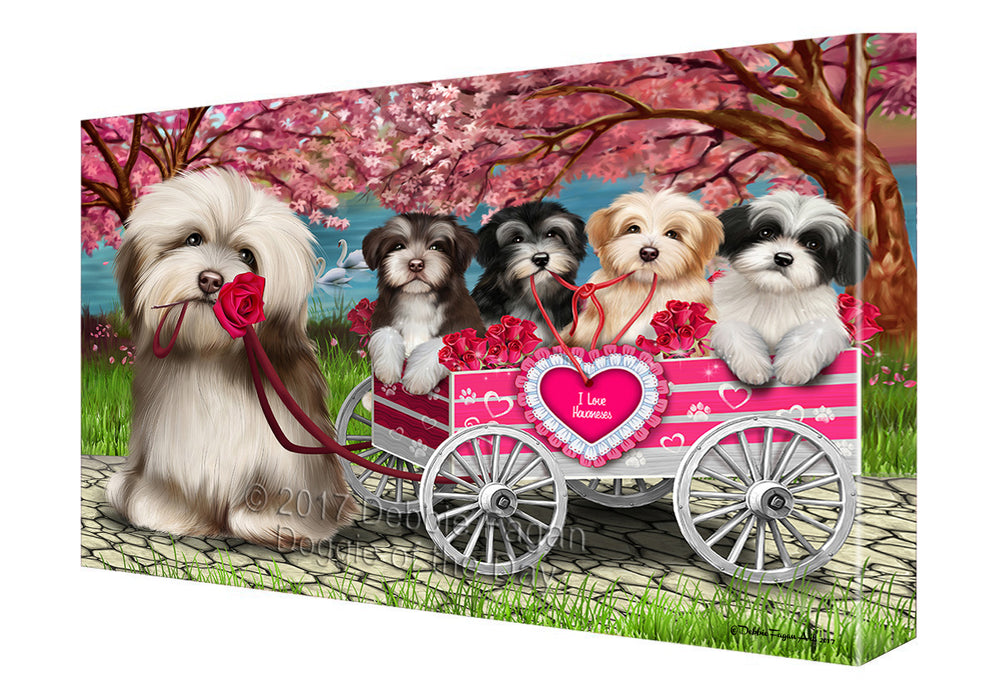 I Love Havanese Dogs in a Cart Canvas Wall Art CVS49548