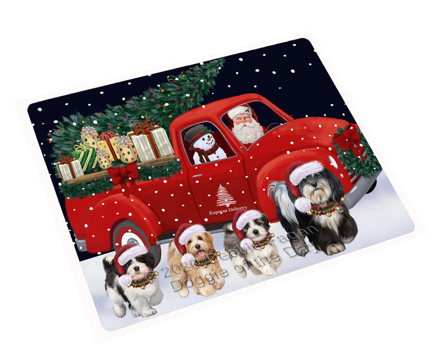 Christmas Express Delivery Red Truck Running Havanese Dogs Cutting Board - Easy Grip Non-Slip Dishwasher Safe Chopping Board Vegetables C77815