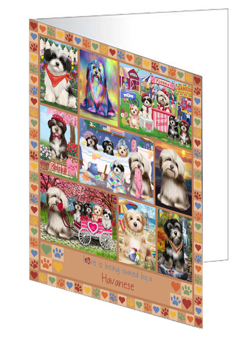 Love is Being Owned Havanese Dog Beige Handmade Artwork Assorted Pets Greeting Cards and Note Cards with Envelopes for All Occasions and Holiday Seasons GCD77360