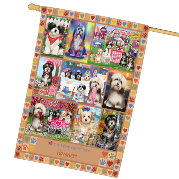 Love is Being Owned Havanese Dog Beige House Flag FLG65492