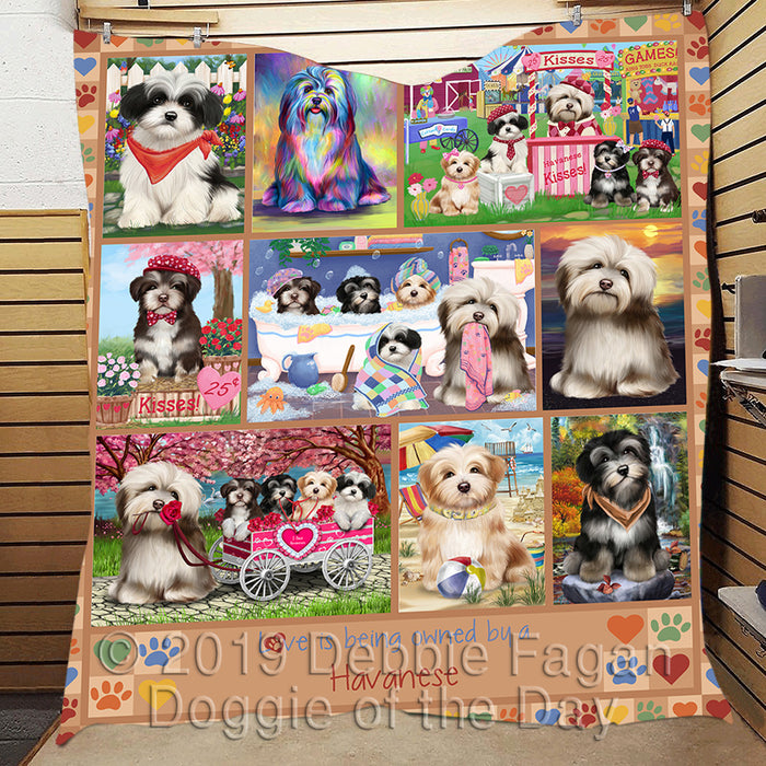 Love is Being Owned Havanese Dog Beige Quilt